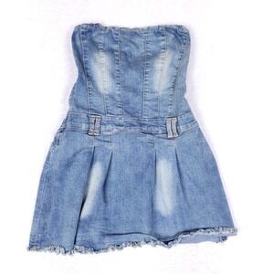 Spoon Jeans Y2K Strapless Denim Mini Dress M Blue